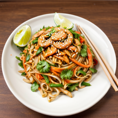Delicious and Healthy Vegan Pad Thai Inspired by Japanese Cuizine (Gluten-free, High-protein, Low-carb)