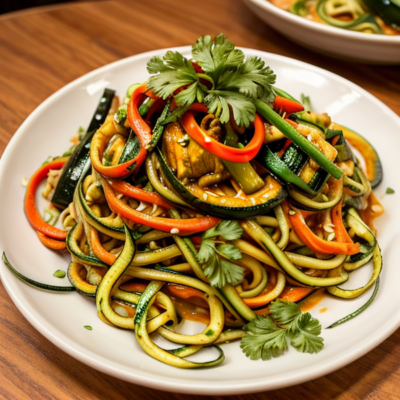 Deliciously Satisfying Thai Red Curry Zucchini Noodles (Pad Kra Pao Goong)
