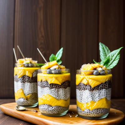 Exotic Indian-Inspired Chia Pudding Parfait with Mango and Coconut Amrita
