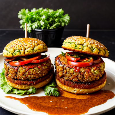 Innovative Moroccan Spiced Cauliflower Cakes with Chermoula Sauce - A Vegetarian Burger Recipe Inspired by North African Cuisine