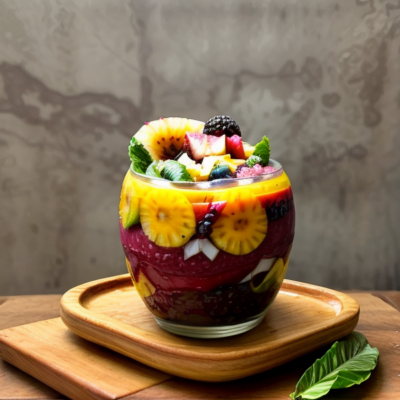 Refreshing Acai Bowl with Coconut Water and Tropical Fruit - A Brazilian-Inspired Vegetarian Drink Recipe