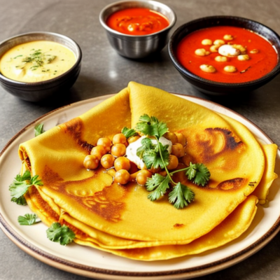 Sizzling South Indian Coconut Chickpea Crepes (Dosa)
