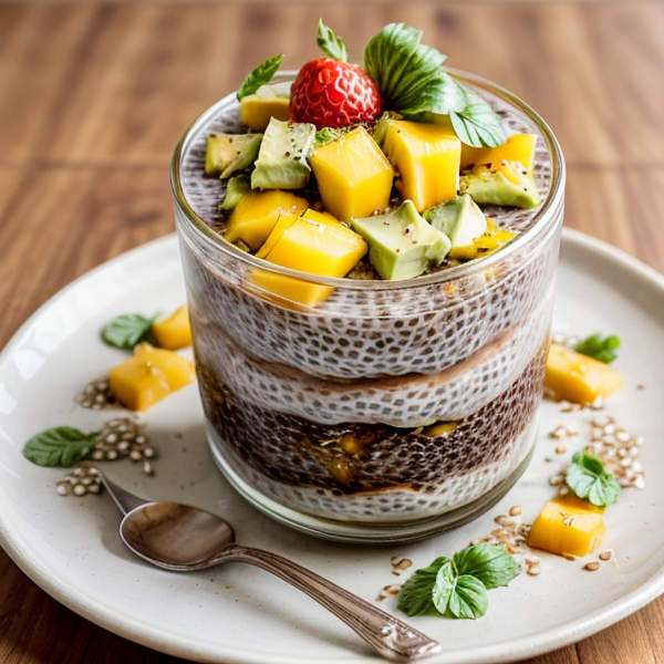 Spiced Chia Pudding Parfait with Mango and Avocado – A Delicious and Nourishing Vegetarian Breakfast Inspired by Peruvian Cuisine!