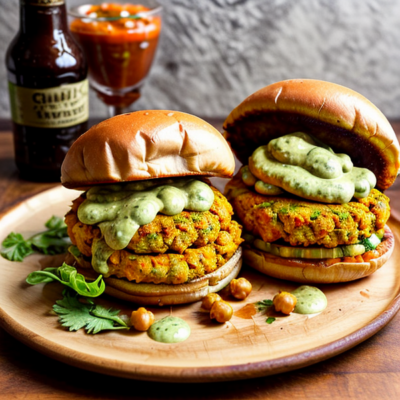 Spiced Chickpea and Sweet Potato Burgers with Creamy Avocado Sauce