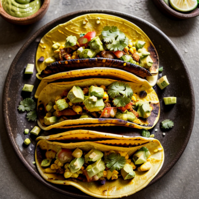 Spicy Charred Corn Tacos with Creamy Avocado Salsa - A Fiery Fusion of Mexican Street Food and Asian Flavors!