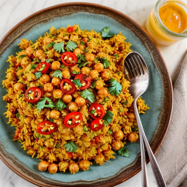 Spicy Chickpea Scramble – A Delicious and Nutritious Vegetarian Breakfast Inspired by Indian Cuisine