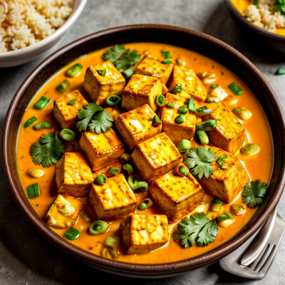 Spicy Coconut Tofu Curry with Cauliflower Rice - A Delicious and Nourishing Vegetarian Meal from Thailand!
