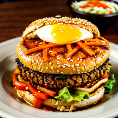 Spicy Korean Veggie Burgers - A Delicious Twist on Traditional Korean Bibimbap!