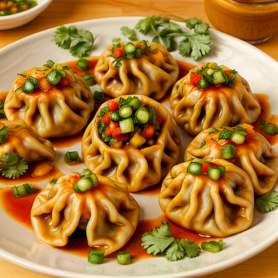 Spicy Vegetable Dumplings with Mango Salsa - A Fusion of Indian and Mexican Cuisines
