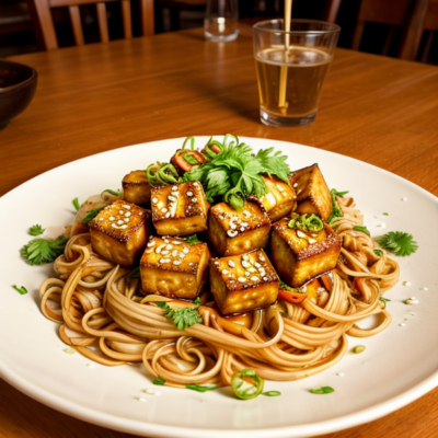 Thai Inspired Crispy Tofu and Noodles