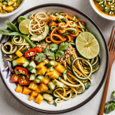 Thai Inspired Zucchini Noodle Buddha Bowl with Mango Salsa