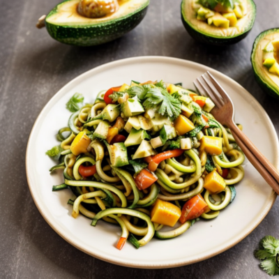 Thai Zucchini Noodles with Mango Avocado Salsa - A Delicious and Refreshing Vegetarian Meal Inspired by Authentic Thai Cuisine!