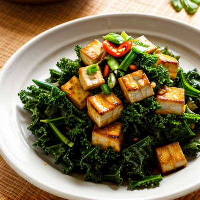 Tropical Tofu Kale Salad - A Savory and Refreshing Chinese Inspired Dish with a Twist of Caribbean Flavor!