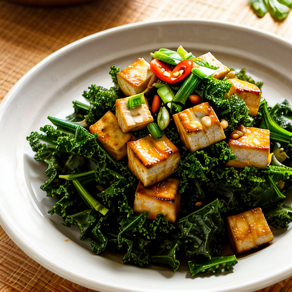 Tropical Tofu Kale Salad – A Savory and Refreshing Chinese Inspired Dish with a Twist of Caribbean Flavor!