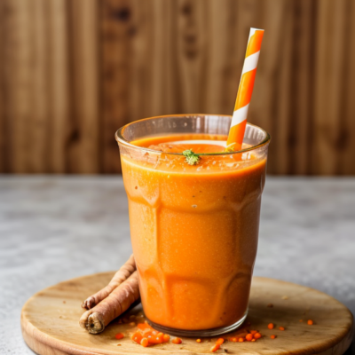 Zesty Carrot Ginger Smoothie - Kid Friendly, Gluten Free, Budget-Friendly, High-Fiber, Seasonal, Raw, Whole Foods Plant-based, Vegan, Quick & Easy