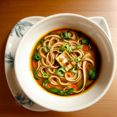 Zesty Carrot Miso Soup with Tofu and Noodles