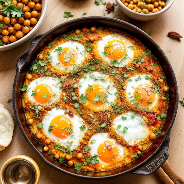 Zesty Moroccan Shakshuka with Crispy Spiced Chickpeas - A Budget-Friendly, Gluten-Free, High-Protein, Kid-Friendly, Low-Carb, Nut-Free, Oil-Free, Quick & Easy, Seasonal, Soy-Free, Vegan, Whole Foods Plant-Based, Zero Waste Breakfast Inspired by Israeli Cuisine