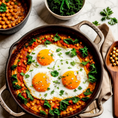 Zesty Moroccan Shakshuka with Spiced Chickpeas and Kale