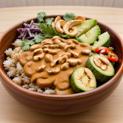 Zesty Thai Peanut Buddha Bowls (Gluten-Free, High-Protein, Vegan)