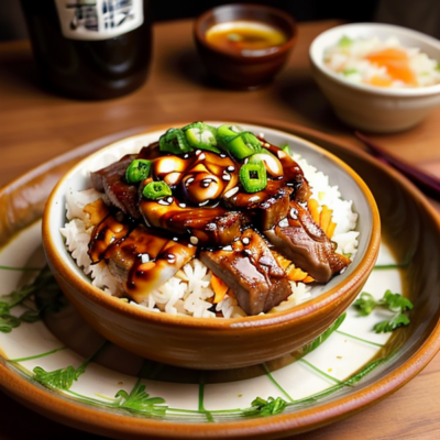 Gimchi Steamed Rice Bowl with Korean BBQ Sauce