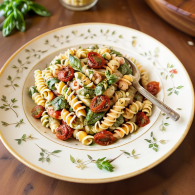Italian Inspired Pasta Salad with Sun-Dried Tomatoes and Fresh Herbs