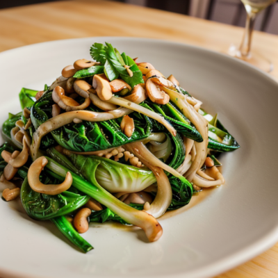 Sautéed Bok Choy and Ginger Salad with Cashew Rice Noodles