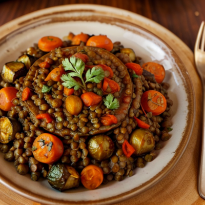 Spiced Lentils with Cumin-Roasted Vegetables