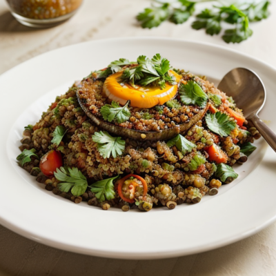 Spicy Lentils & Quinoa Salad with Fresh Herbs