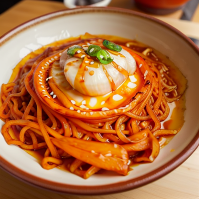 Spicy Sweet Potato Kimchi Ramen Noodles