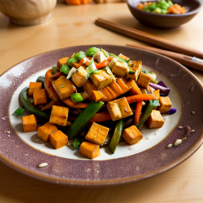 Sweet Potato Stir Fry with Tofu and Ginger