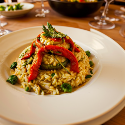 Vegetable Risotto with Roasted Peppers and Herbs