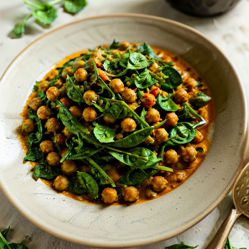 Vegan Indian-Inspired Chickpea and Spinach Breakfast Curry
