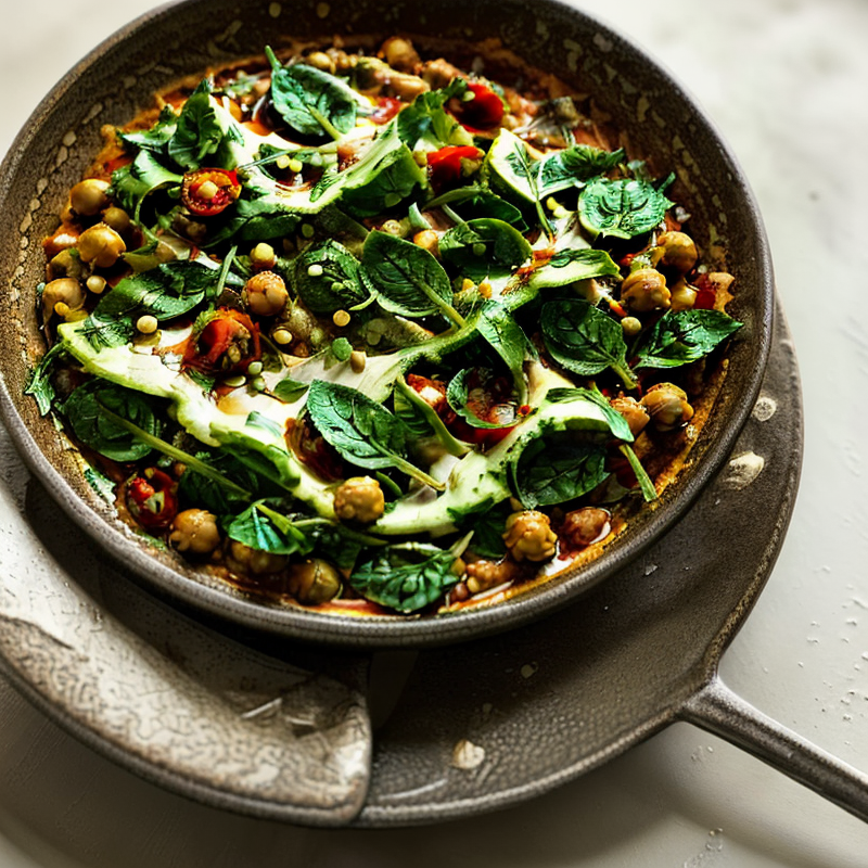Vegan Middle Eastern Chickpea and Spinach Shakshuka
