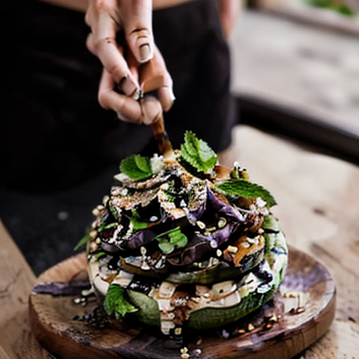 Vegan Middle Eastern Grilled Eggplant with Tahini Sauce