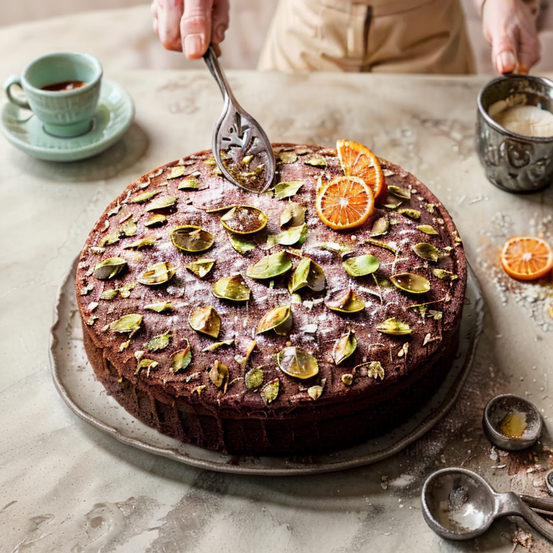Vegan Pistachio and Orange Blossom Semolina Cake