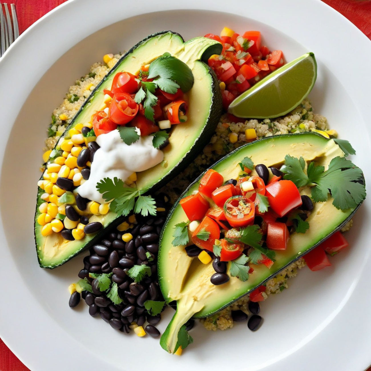 Rainbow Veggie Chiles Rellenos with Cilantro-Lime Quinoa