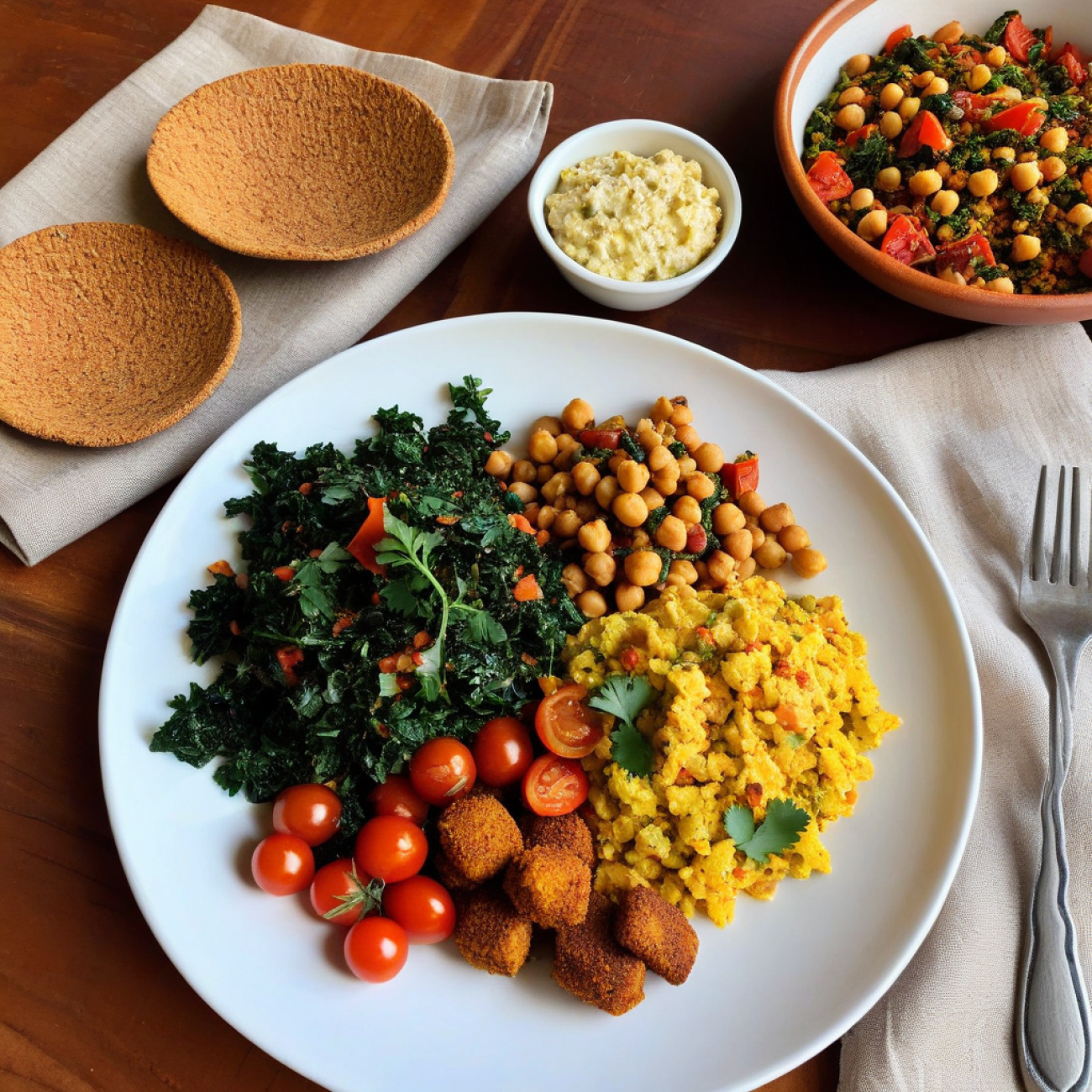 Spicy Ethiopian Breakfast Scramble with Injera Bites
