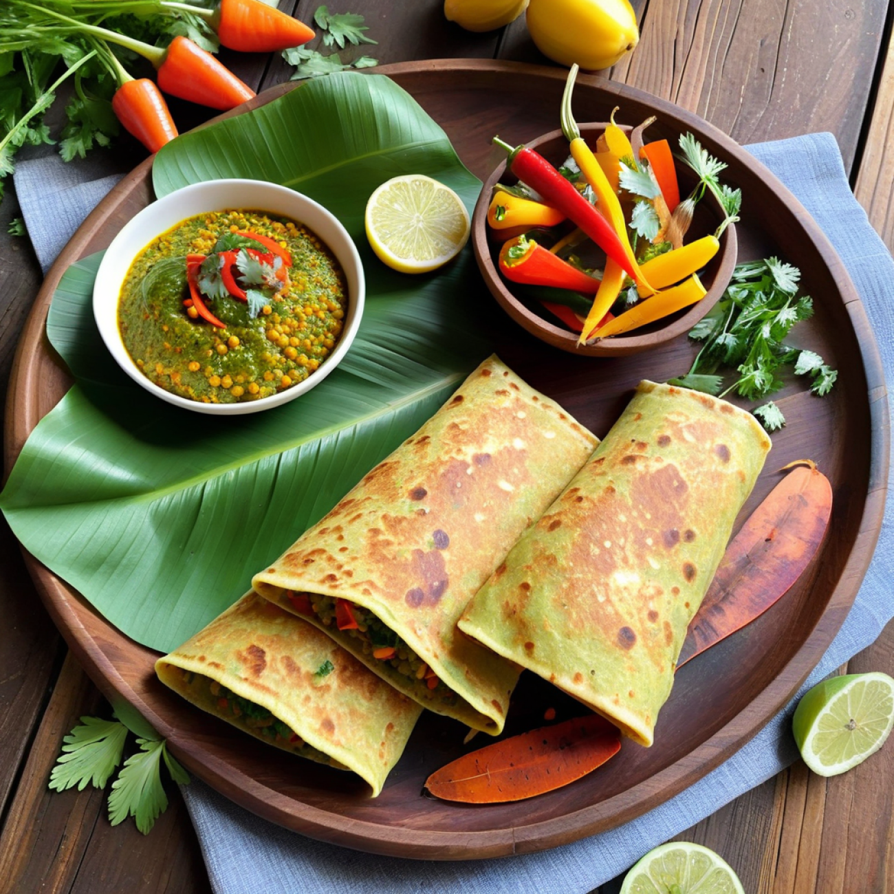 Spicy Moong Dal Cheela Breakfast Wraps