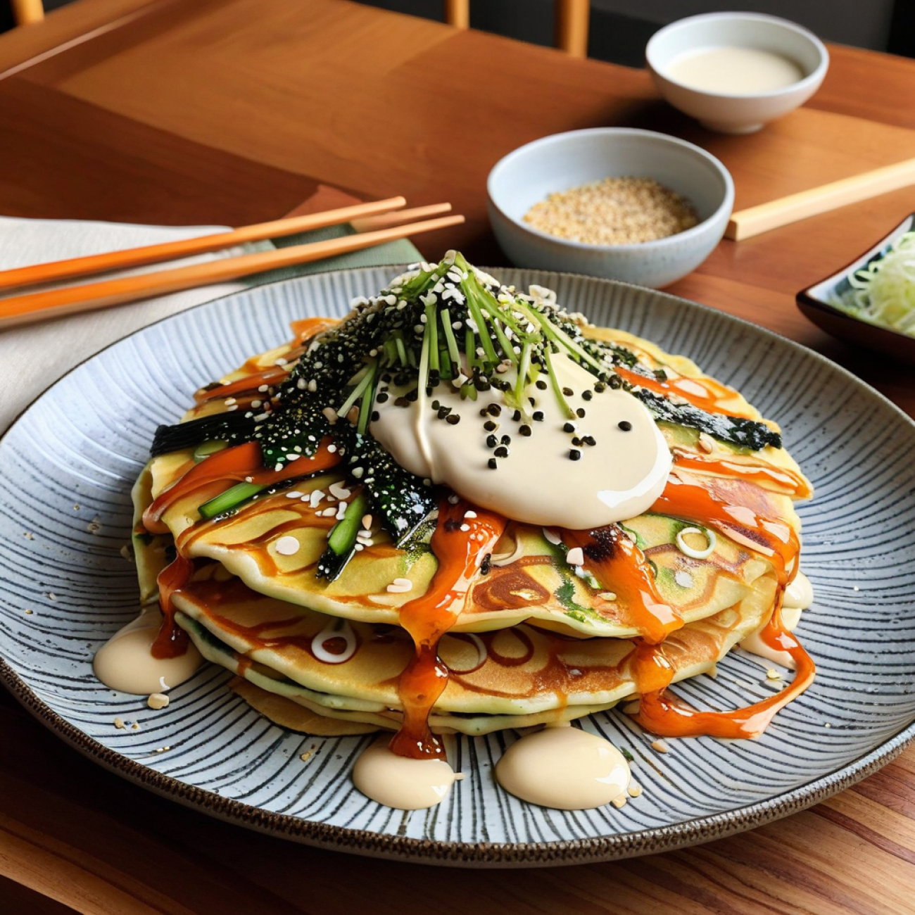 Japanese-Inspired Savory Chickpea Pancakes (Vegan Okonomiyaki)