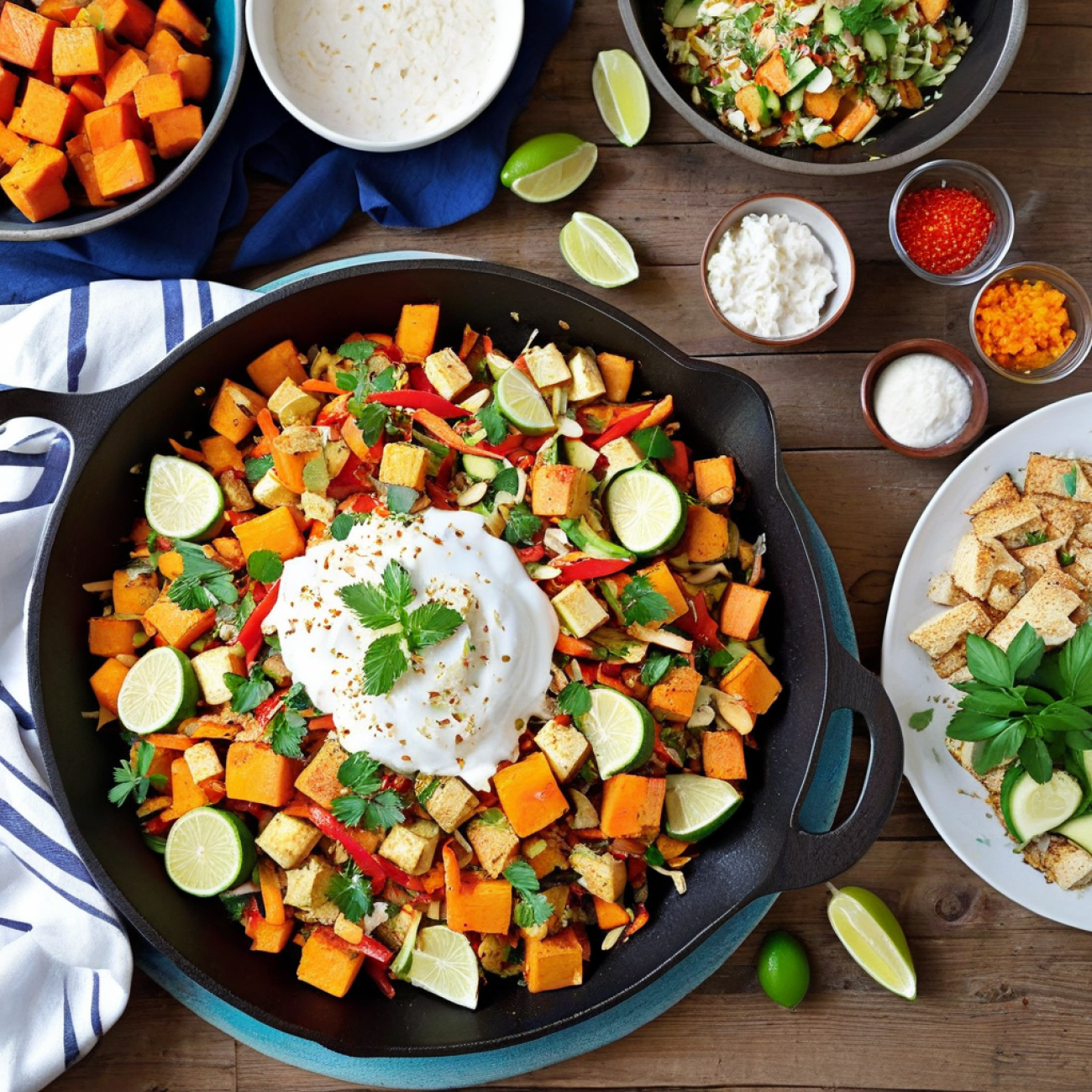 Sunrise Thai Veggie Hash with Coconut-Lime Drizzle