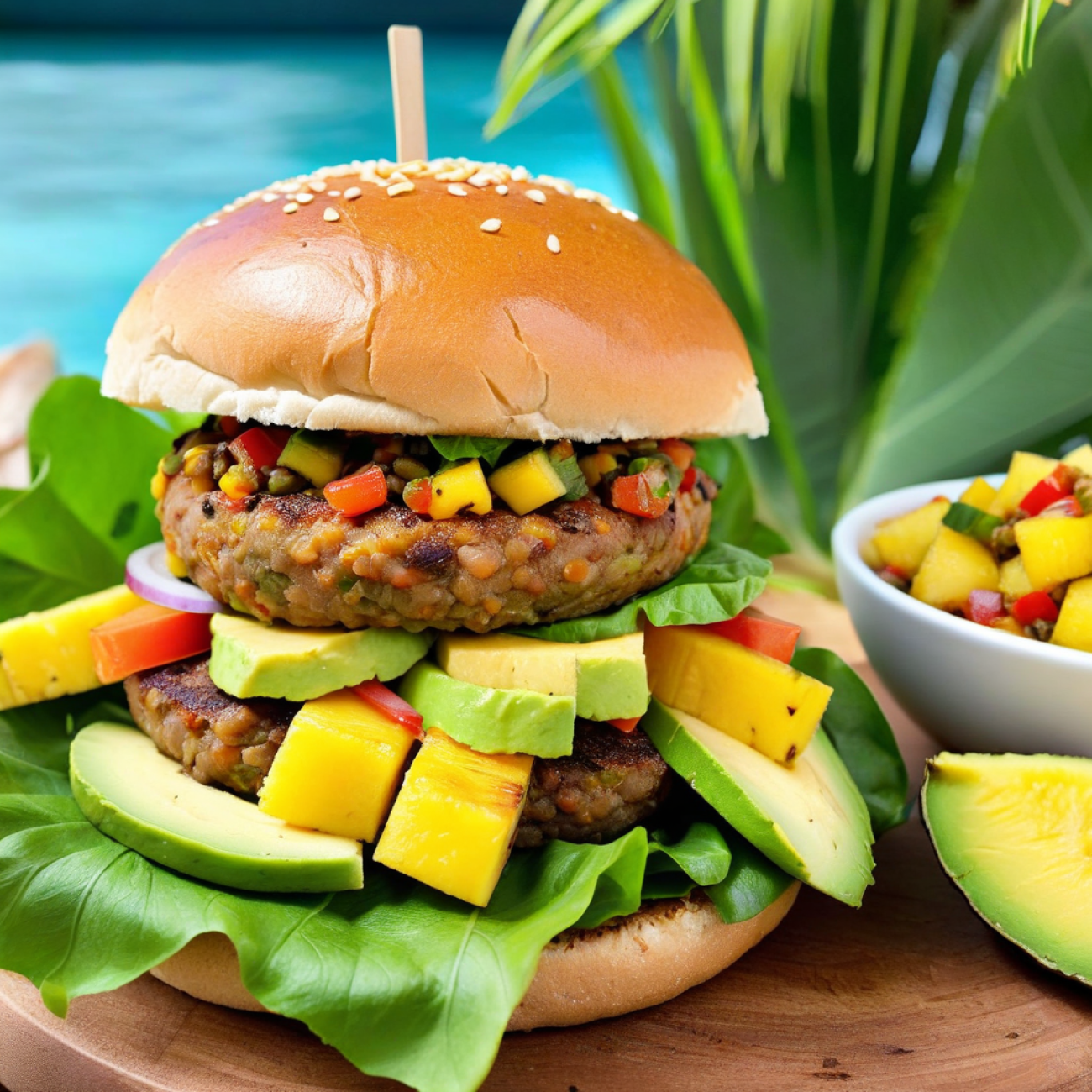 Tropical Lentil & Sweet Potato Rasta Burger