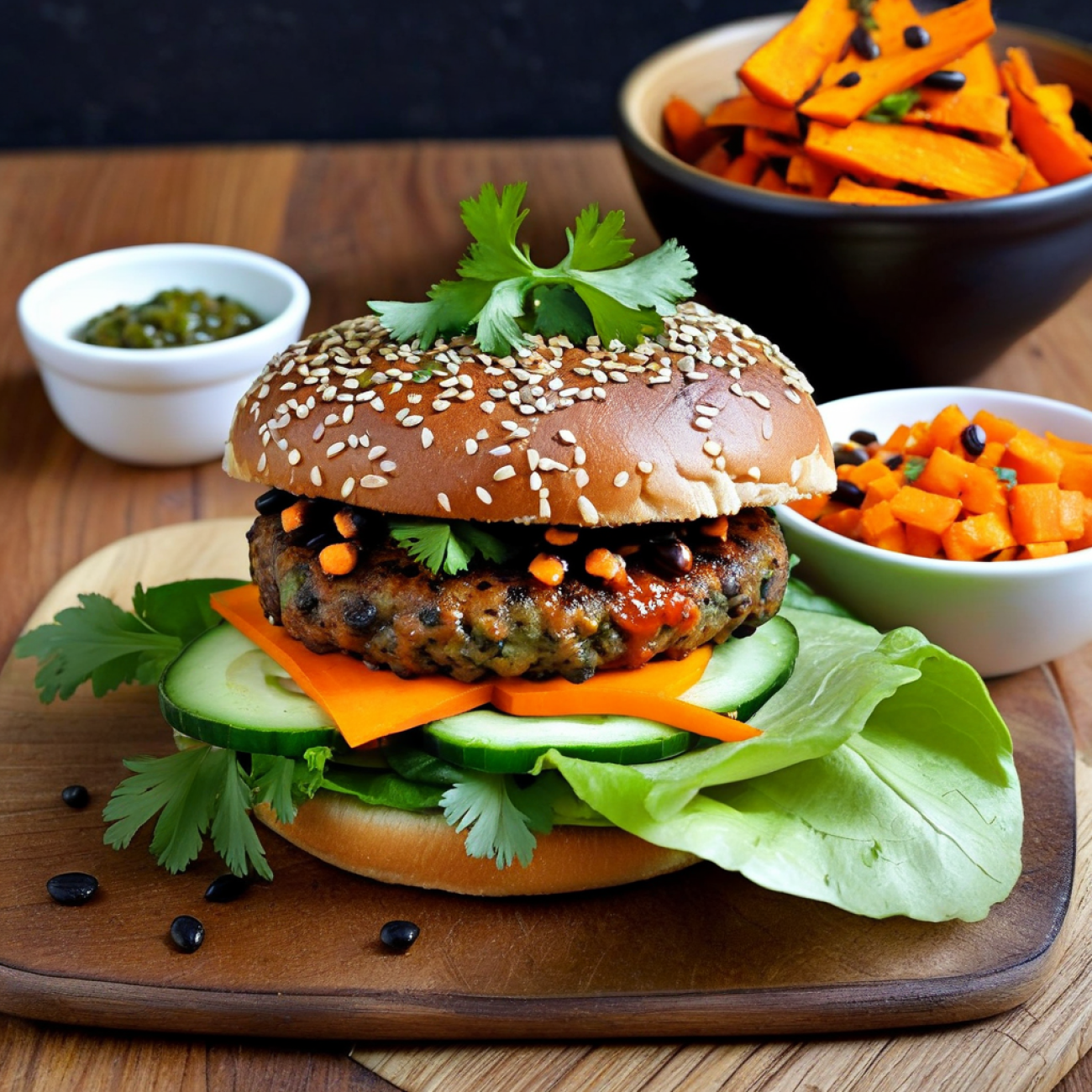 Szechuan Black Bean & Sweet Potato Burger