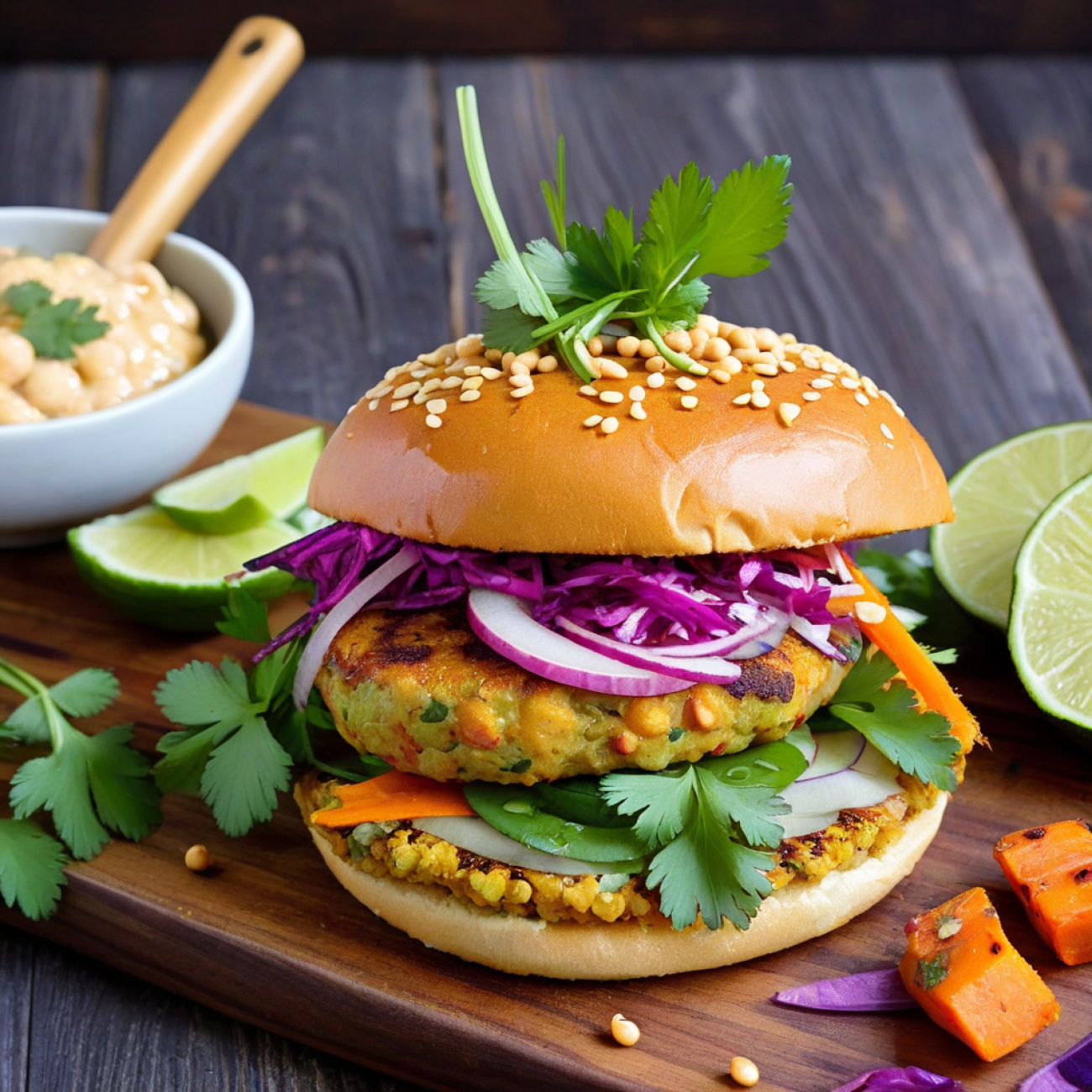 Bangkok Street Market Chickpea Satay Burger