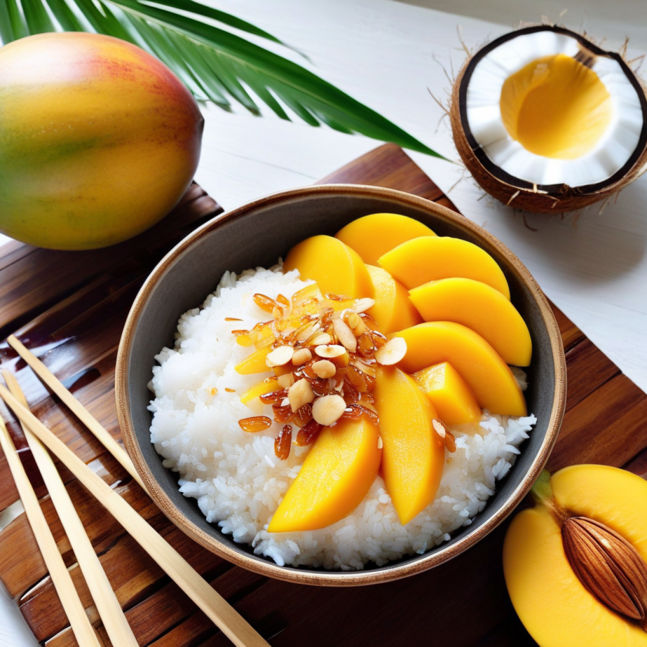 Mango Coconut Sticky Rice with Spiced Rum Syrup