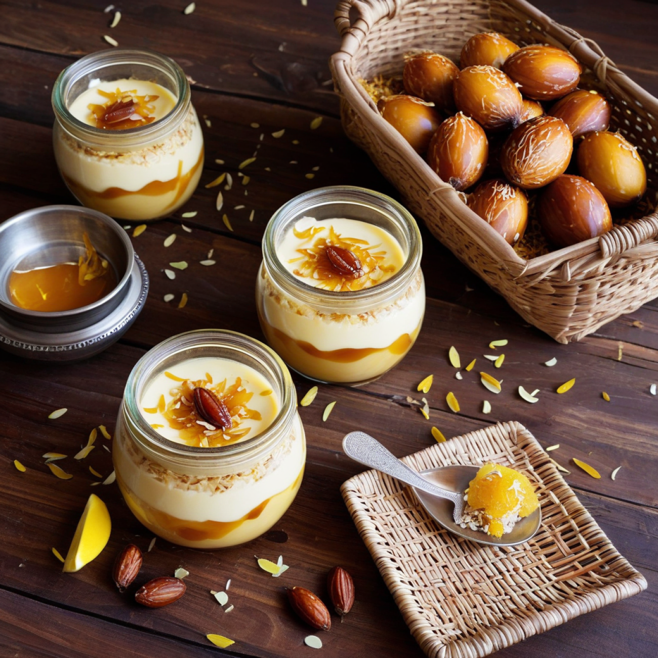 Teff & Cardamom Coconut Pudding with Spiced Honey Date Swirl
