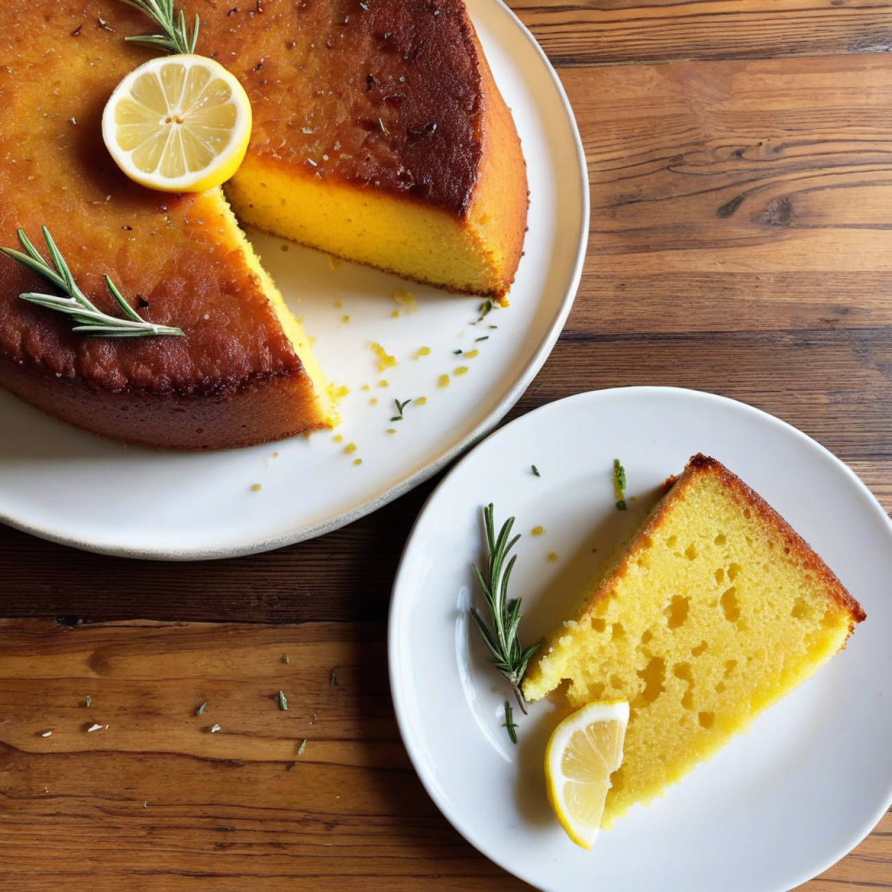 Limoncello Polenta Cake with Olive Oil & Rosemary