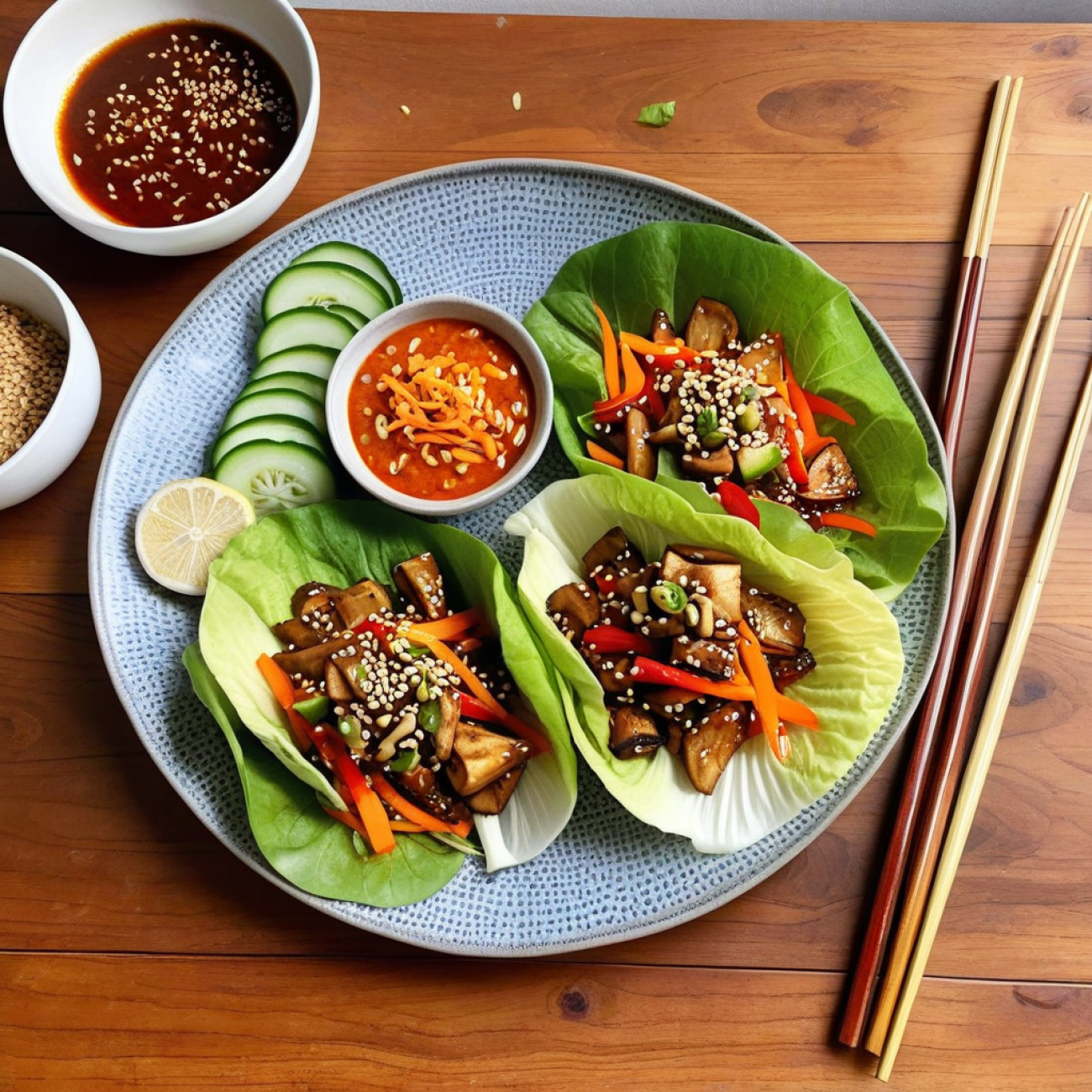 Sizzling Vegan Bulgogi Mushroom Lettuce Wraps