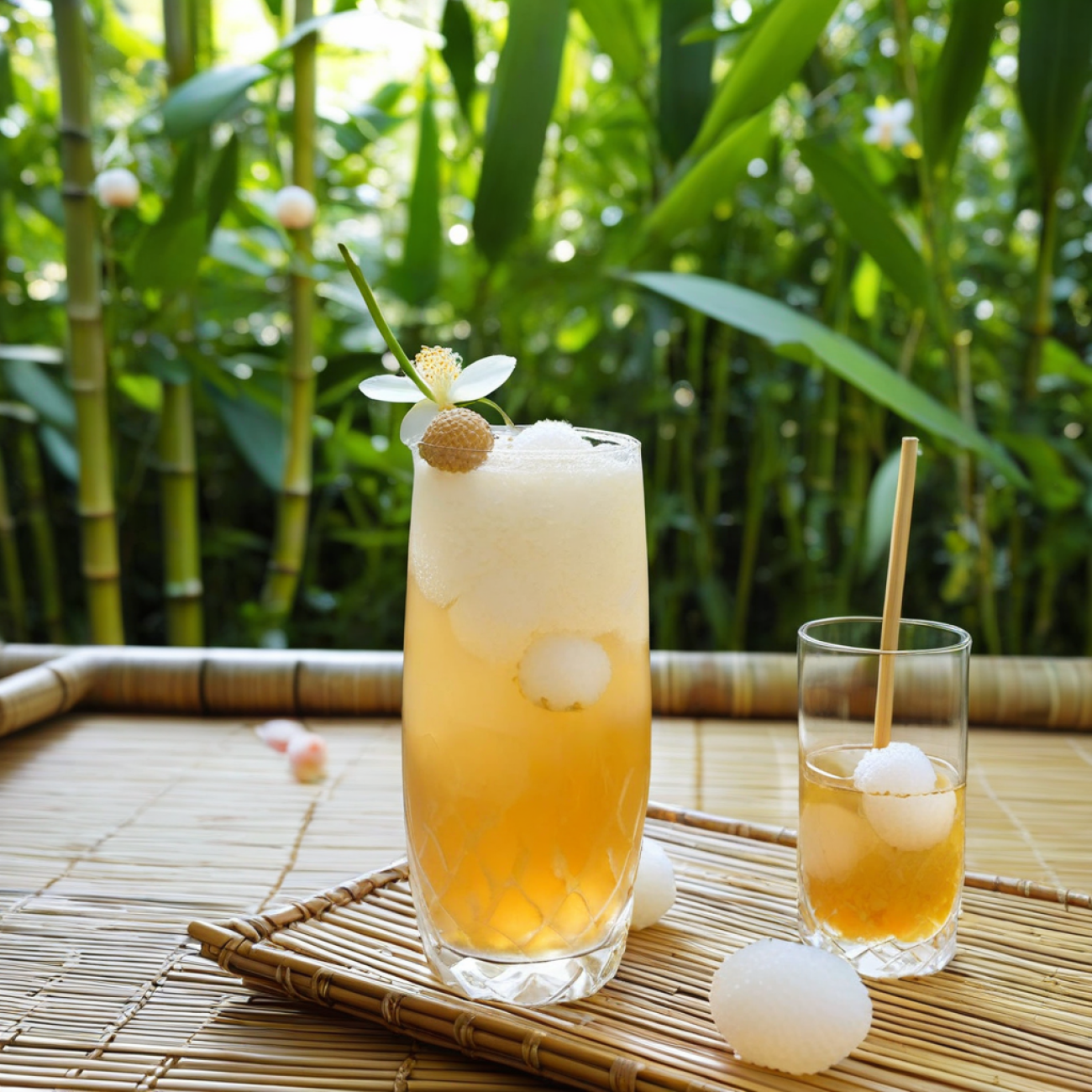 Jasmine Lychee Sparkler with Ginger-Pearls