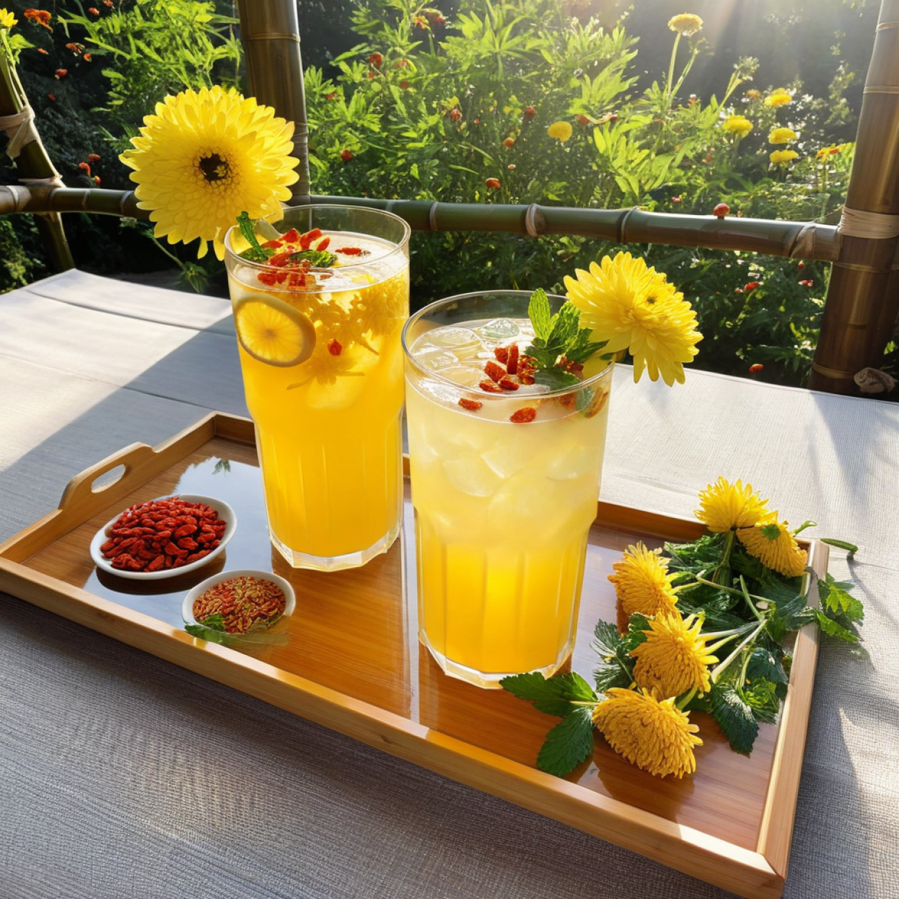 Chilled Chrysanthemum Goji Lemonade