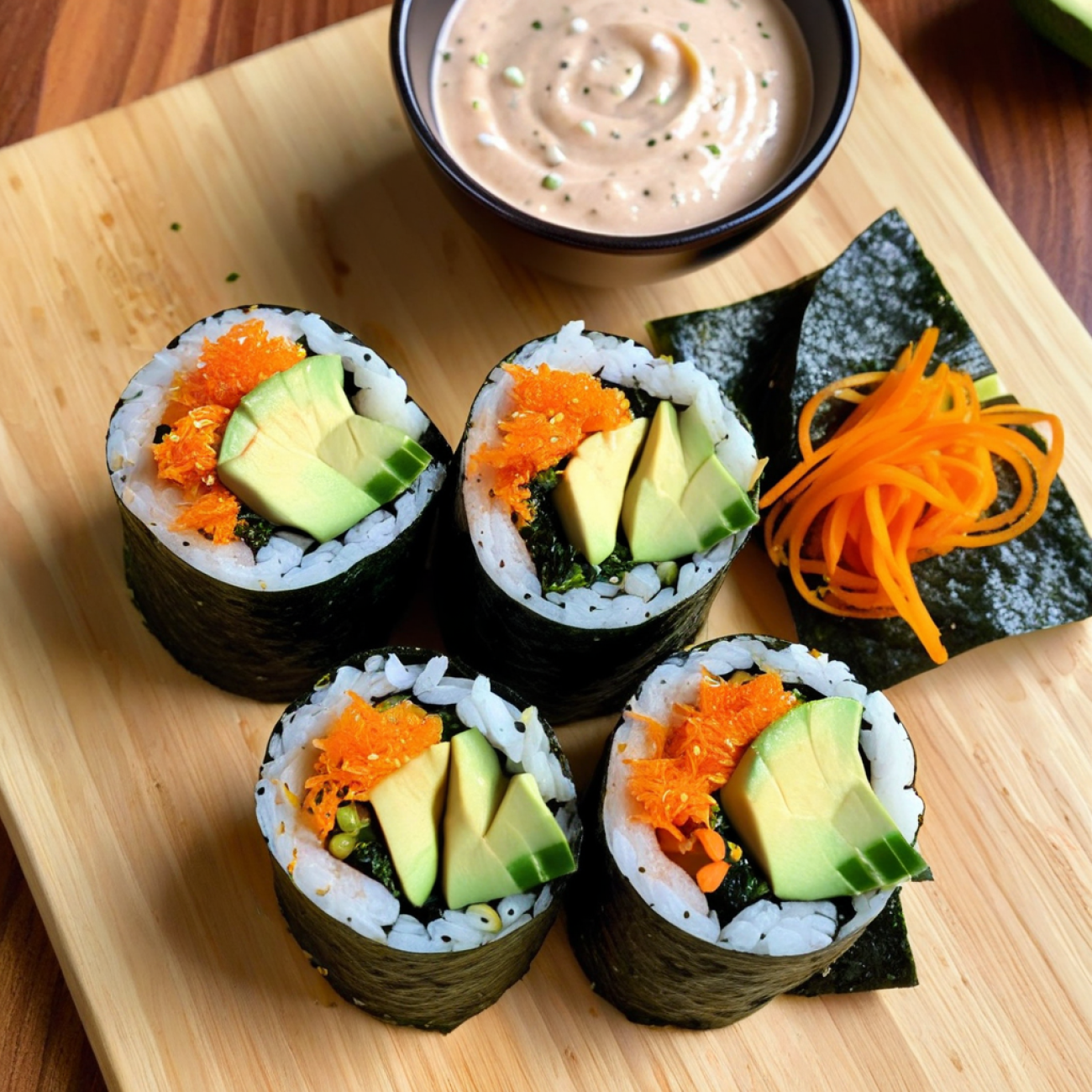 Crispy Lotus Root & Nori Sushi Wraps with Spicy Soy-Free Mayo